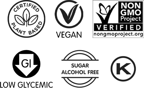 vegan non-gmo kosher sugar-free plant-based logos
